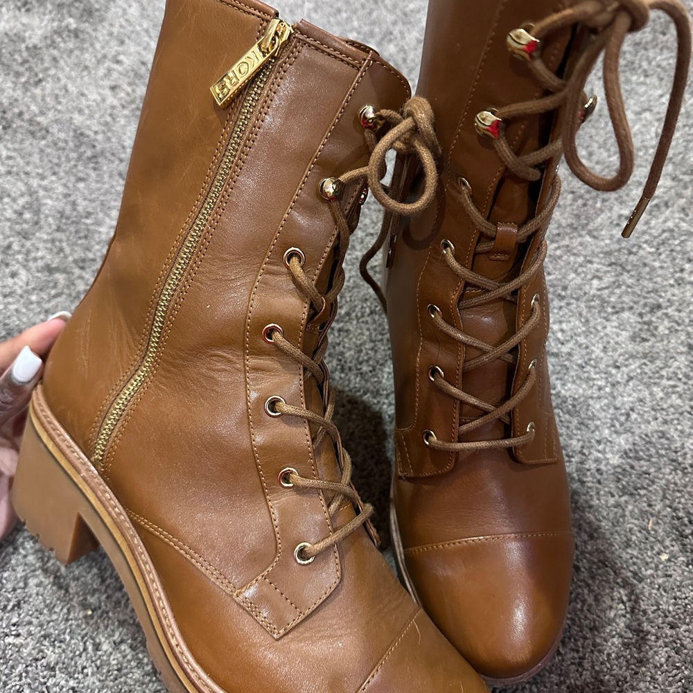 Michael Kors Brown Lace-Up Boots with Sturdy Sole